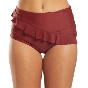 NWT Charlie Holiday Vacationer Frill High Waisted Cut Bikini Bottoms